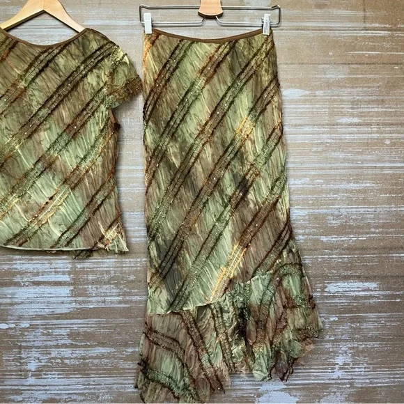 Double D Ranch Ruffle Ombre Striped Skirt Set NFR Western Rodeo Boho Womens S - Picture 6 of 8